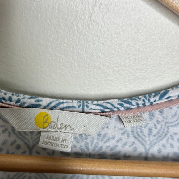 BODEN V-Neck Jersey Dress Dusty Blue Ditsy Prairie Floral Sz 12 Reg {3A16} - Picture 6 of 7